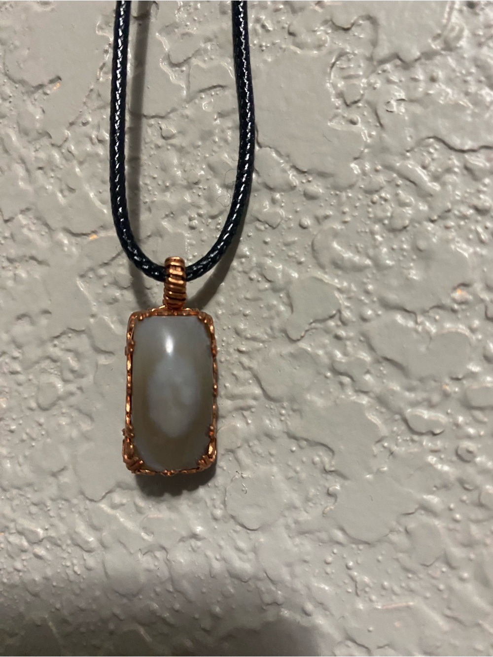 Handcrafted Copper Wire Wrapped Gray eye Agate Pendant Necklace